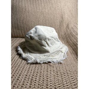 Frayed Edge Distressed Light Beige Cream Bucket Hat Adult One Size Fits Most